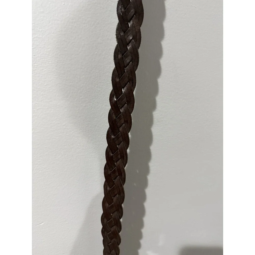 Womens Brown Genuine Leather Braided Belt Brass Buckle Size 40 Argentina 45